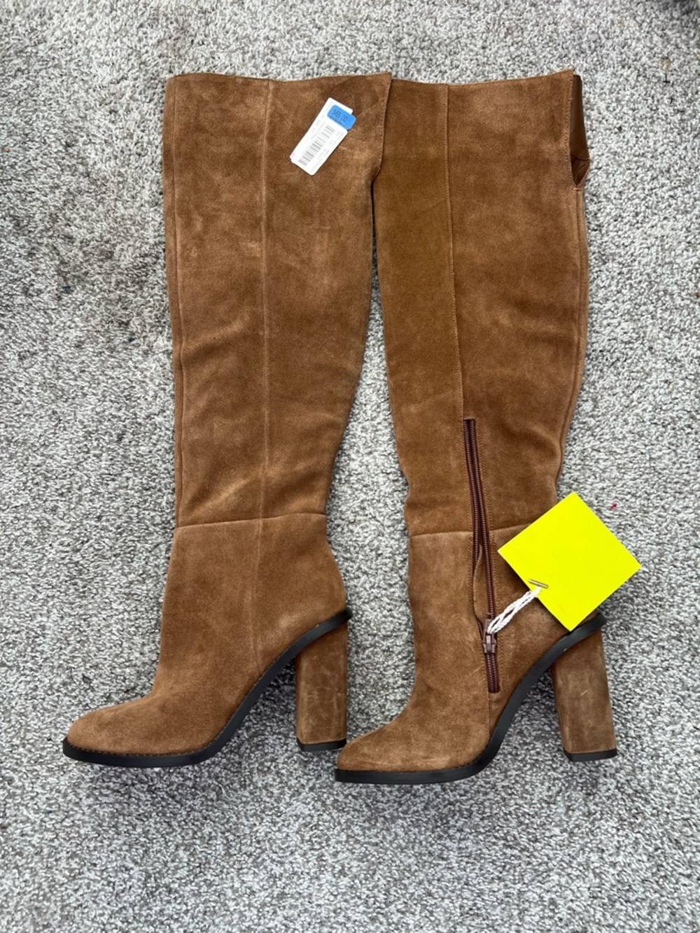 Gianni Bini Chestnut Suede Heeled Mid-Calf Boots